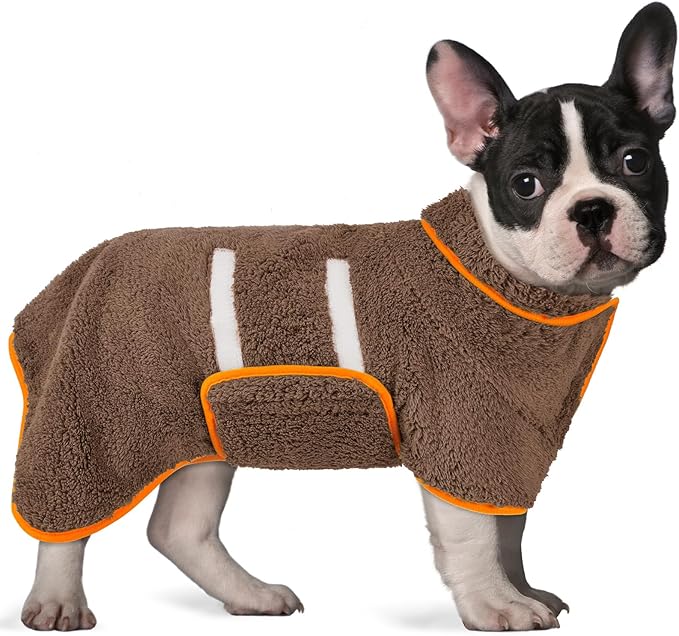 Bienbee Dog Bathrobe, Quick Drying Super Absorbent Dog Robes for After Bath, Warm Keeping Dogs Towel, Dogs Bath Supplies, Brown M