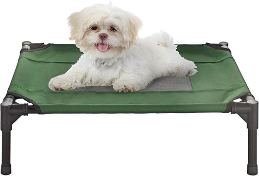 Elevated Dog Bed – 24.5x18.5 Portable Bed For Pets With Non-Slip Feet – Indoor/Outdoor Dog Cot Or Puppy Bed For Pets Up To 25lbs By Petmaker (Green)