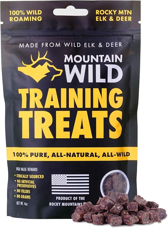 Training Treat Nibs for Dogs, Elk & Deer Protein, Rewards for Effective Dog Training, All Natural, No Fillers, No Artificial Preservatives (4 Ounce, 1, Count)