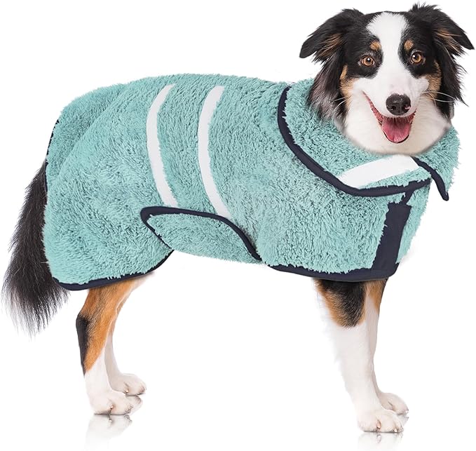 Dog Bathrobe Super Absorbent Dog Towels for Drying Dogs Large Quick Drying Puppy Robes for After Bath Soft Puppy Towel Adjustable Dry Coat to Keep Warm(S-XXL)