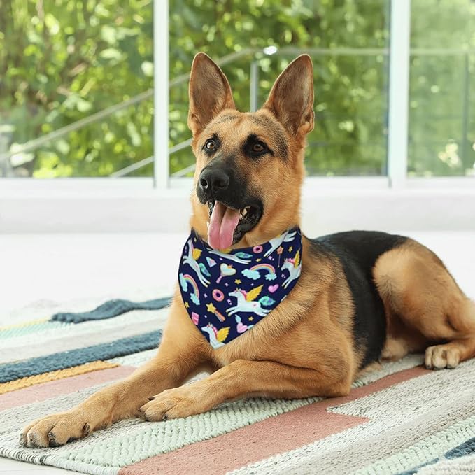 Unicorn Rainbow Stars Dog Bandana Scarf Triangle Bibs Pet Accessories Cat Kerchief