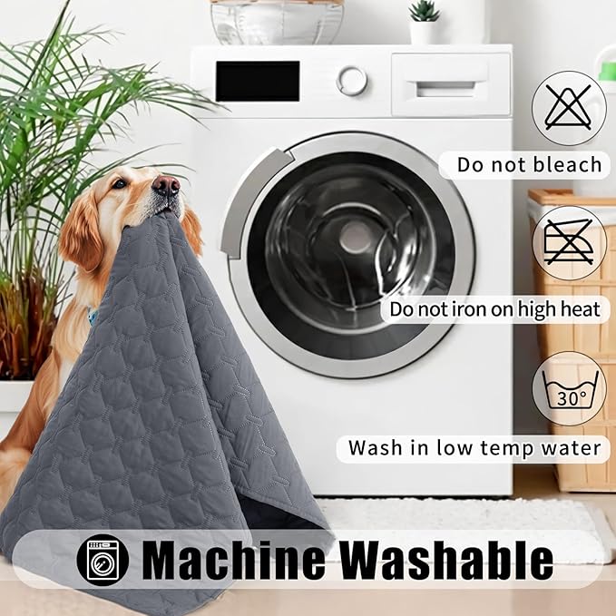 Smiry Waterproof Dog Bed Cover Blanket, Soft Reversible Pet Blanket, Washable Leakproof Cats Dogs Couch Cover for Sofa, Couch, Furniture (30x53 Inch, Grey/Dark Grey)