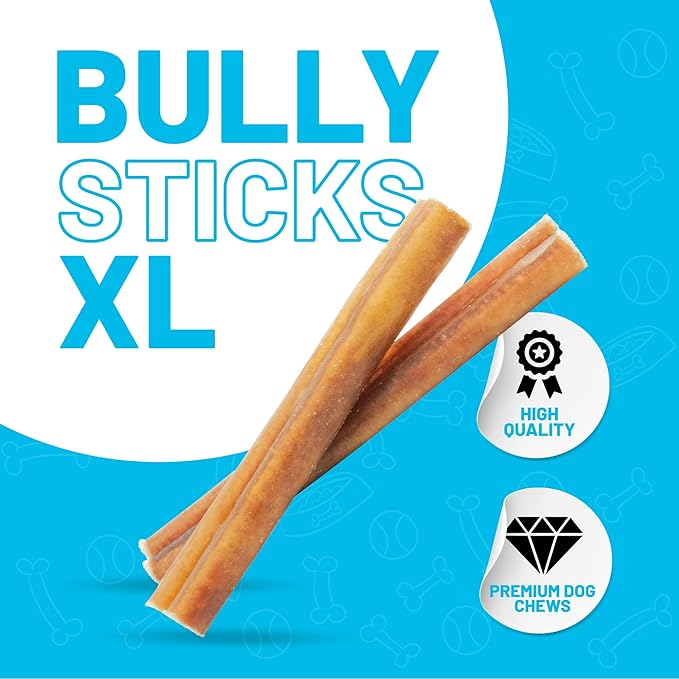 Sitka Farms Bully Sticks XL 6 inch Premium - 22 Count - Single Ingredient Treat for Dogs, Aggressive Chewers - All Natural High Protein Long Lasting Treats