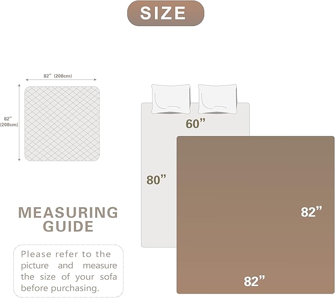 Waterproof Dog Bed Cover, Soft Plush Pet Blanket with Anti-Slip Back for Bed Couch Sofa, Furniture Protector for Small, Medium and Large Dogs and Cats (Brown, 82"x82")