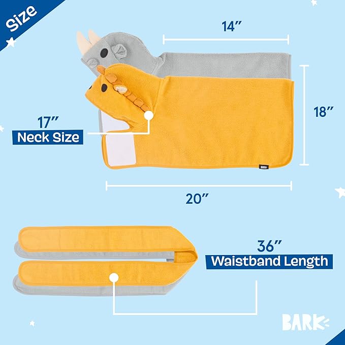 Barkbox Dog Bathrobe Bundle Fast Drying with Hook and Loop Closure & Wrap Tie Snuggle, Easy to Clean, Machine Washable, Dog Coats and Tumble Dry Low - Lion/Rhino, Small