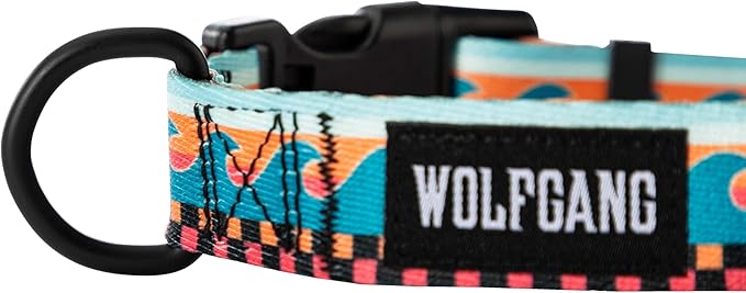 Wolfgang Heavy Duty, Adjustable Dog Collar with Quick Release Nylon Buckle for Walking & Training, BuenaOnda Print, Small