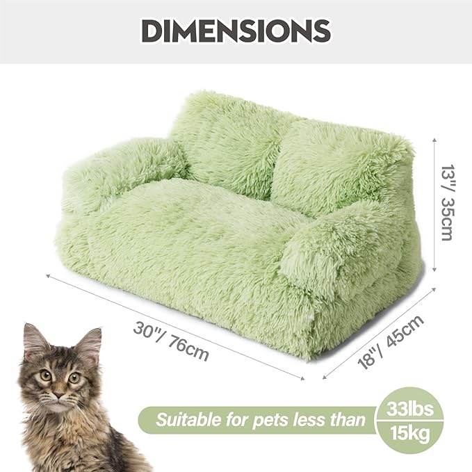 Mewoo Dog Couch, Small Dog Bed with Removable Washable Cover, Cute Cat Couch for Pets, Cat Beds for Indoor Cats with Anti-Slip Bottom (Green)
