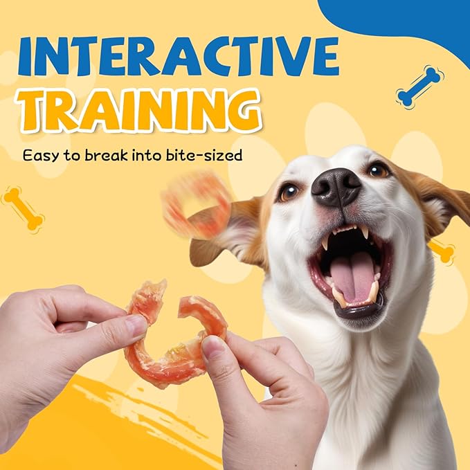 Dog Treats Chicken Jerky Rings, Natural Chicken Breast, Healthy Training Rewards for Dogs w/Glucosamine Chondroitin