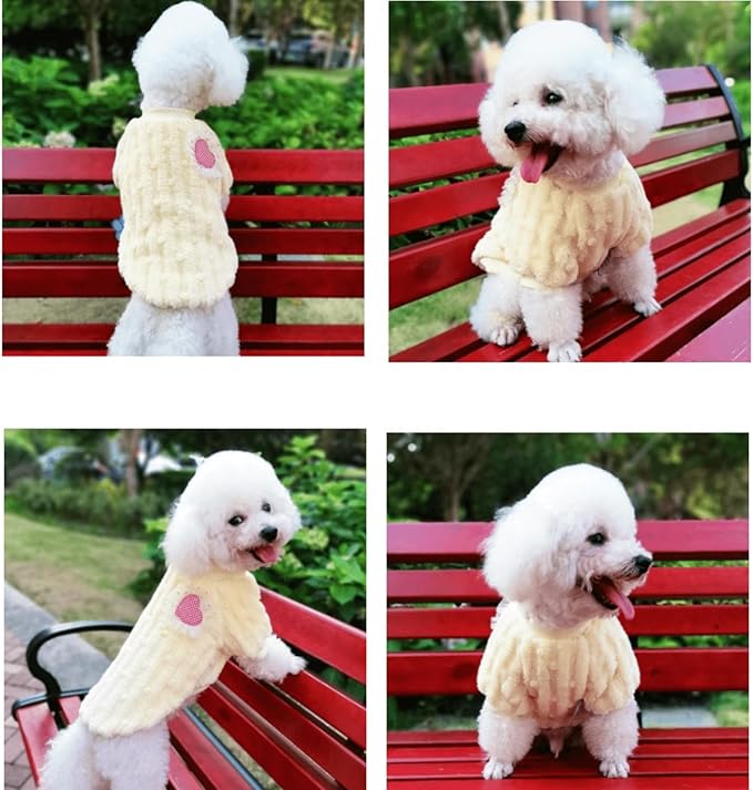 Cute Cat Sweaters Warm Cotton Plush Dog Apparel & Accessories Pink Kitten Turtleneck Sweaters for Indoor Cats and Small Dogs with Pet Laundry Bag (L (8.8-11lbs))
