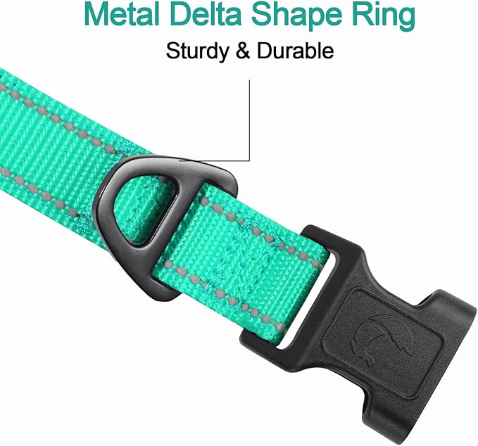 Joytale Reflective Dog Collar,Soft Neoprene Padded Breathable Nylon Pet Collar Adjustable for Extra Large Dogs,Teal,XL