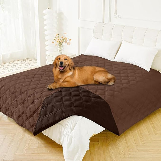 Smiry Waterproof Dog Bed Cover Blanket 82x102, Soft Reversible Pet Blanket, Washable Leakproof Cats Dogs Couch Cover for Sofa, Couch, Furniture, Brown/Chocolate