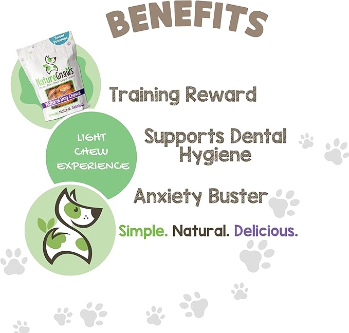 Nature Gnaws Sweet Potato Chips for Dogs - Single Ingredient Natural Dog Chew Treats - 12 oz