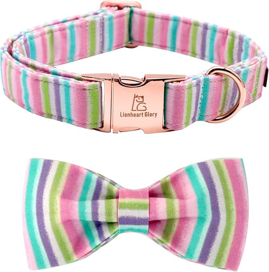 Lionheart glory Easter Dog Collar, Dog Collar with Bow, Pet Collar Adjustable Collar for Dog Bowtie Collars for Large Dogs