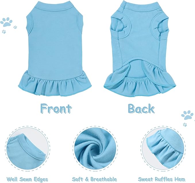 Weewooday 6 Pieces Dog Dresses Shirt Skirt Dog Sleeveless Dress Breathable Pet Shirts with Ruffles Pet Sundress Outfits for and Cats(S Size)
