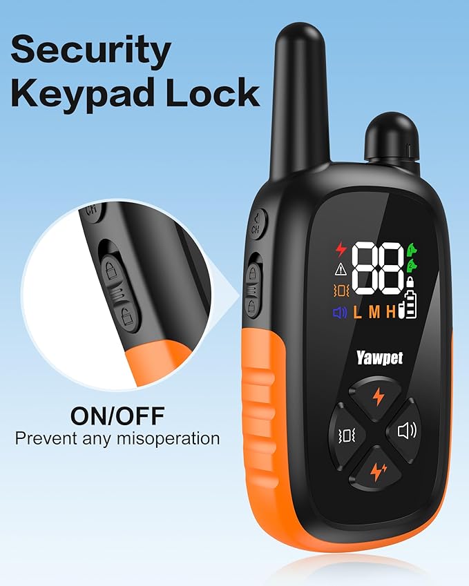 Dog Shock Collar with Remote - Dog Training Collar Waterproof, Rechargeable E Collar for Dogs Training with Vibration, Electric Shock, Beep, Security Lock, Shock Collar for All Breeds, Size