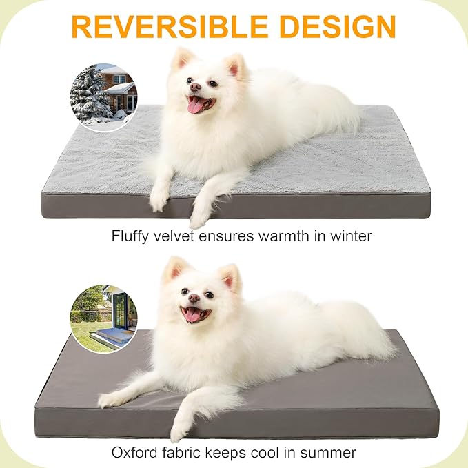 KSIIA Orthopedic Dog Bed, Egg Crate Foam Pet Mat with Removable Cover, Plush Waterproof & Washable Small Dogs Bed, 17x12 Inch, Gray