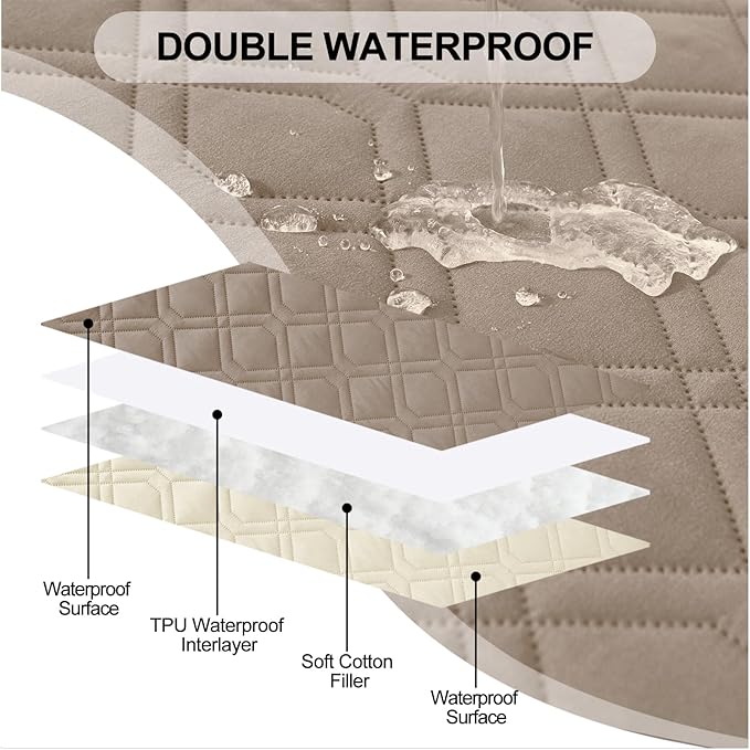 Smiry Waterproof Dog Blanket, 82x120 Inch Soft Pet Bed Cover Reversible, Washable Sofa Couch Furniture Protector for Small Medium Large Dog Puppy Cat, Taupe/Beige