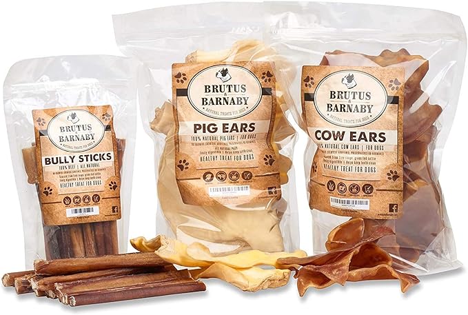 BRUTUS & BARNABY Thick Bully Sticks for Dogs – Odor Free Chews for Large, Medium & Small Breeds – Grain-Free, Rawhide-Free, Digestible Dog Treats – Grass-Fed Beef Chews for Aggressive Chewers