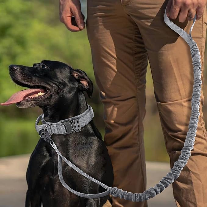 COOYOO Tactical Dog Collar Set, Adjustable Military Nylon Collar with Control Handle and Heavy Metal Buckle for Medium and Large Dogs