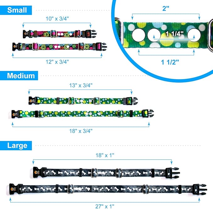 Extreme Dog Fence Replacement Containment and Training Collar Strap for Most Underground Electric Dog Fence Brands - Black Bones (Small: 10" - 12" x 3/4")