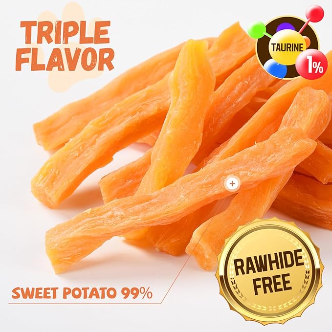 Sweet Potato Dog Treats, Healthy Low Fat Dog Chews Rawhide Free Grain Free Training Treats for Small Medium Large Dogs 27-31 Counts