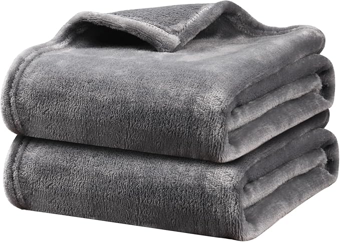 Onarway Dog Blanket Washable for Bed: 2 Packs Dog Blankets 40”x47” - Fluffy Soft Large Throw for Cat Puppy Kitten Dogs - Fleece Pet Blankets for Crate Couch Car and Indoor - Grey