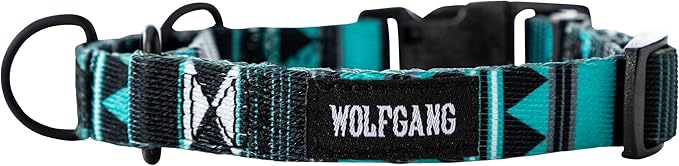 Wolfgang Heavy Duty Martingale Dog Collar with Quick Release Nylon Buckle for Walking & Training, WesternSky Print, Small