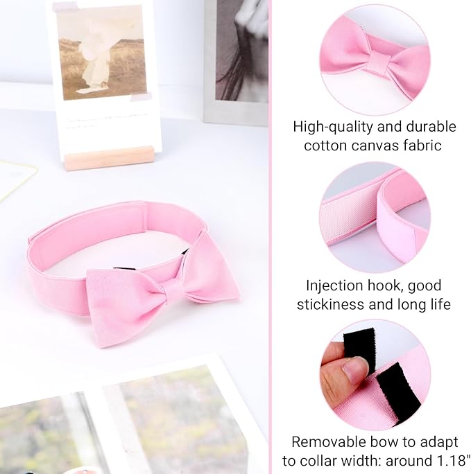 Segarty Dog Bowtie Collar, Adjustable Pink Bowtie Collar for Large Dogs, Durable Dog Neck Tie Tuxedo Comfortable Cotton Girl Pets Grooming Accessories for Formal Wedding Holiday Birthday Gift Party