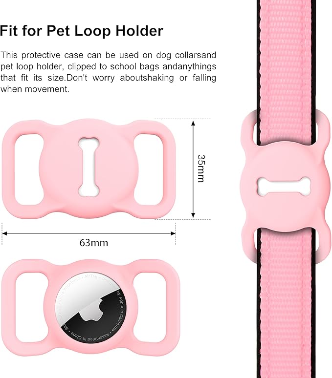 for Airtag Dog Collar Holder, Air Tag Protective Cat Airtag Dog Collar,Silicone AirTags GPS Tracking Accessories,Air Tags with Bone Pattern (1 Pack(Pink))