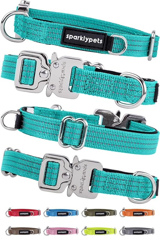 SparklyPets Extra Small Dog Collar with Quick Release Chrome Buckle & AirTag Holder – Premium Small Breeds Collars with Reflective Stripes & Soft Lining for Female & Boy Dogs