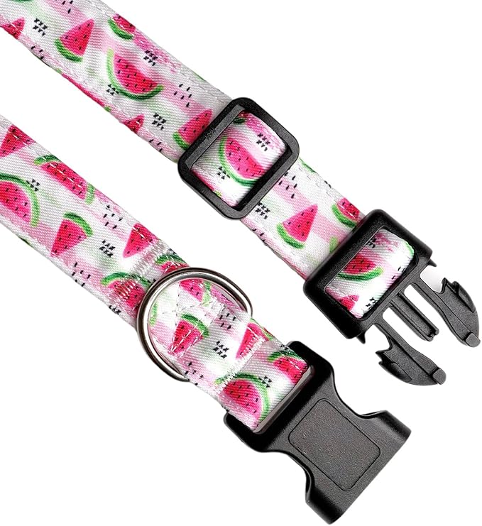 Dog Collar, Adjustable Dog Collar for Small Medium Large Dogs, Cute Puppy Collar for Boy and Girl Dogs, Cute Design for Boys Girls Male Female Dog Pet Collar(Watermelon,XS)