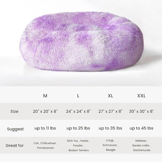WESTERN HOME WH Calming Dog & Cat Donut Cuddler, Anti-Anxiety Warming Cozy Soft Round Bed, Fluffy Faux Fur Plush Cushion for Small Medium Dogs and Cats (20"/24"/27"/30")