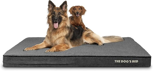 The Dog’s Bed Orthopedic Memory Foam Dog Bed, 2XL Grey Plush 54x36x4, Pain Relief for Arthritis, Hip & Elbow Dysplasia, Post Surgery, Lameness, Supportive, Calming, Waterproof Washable Cover