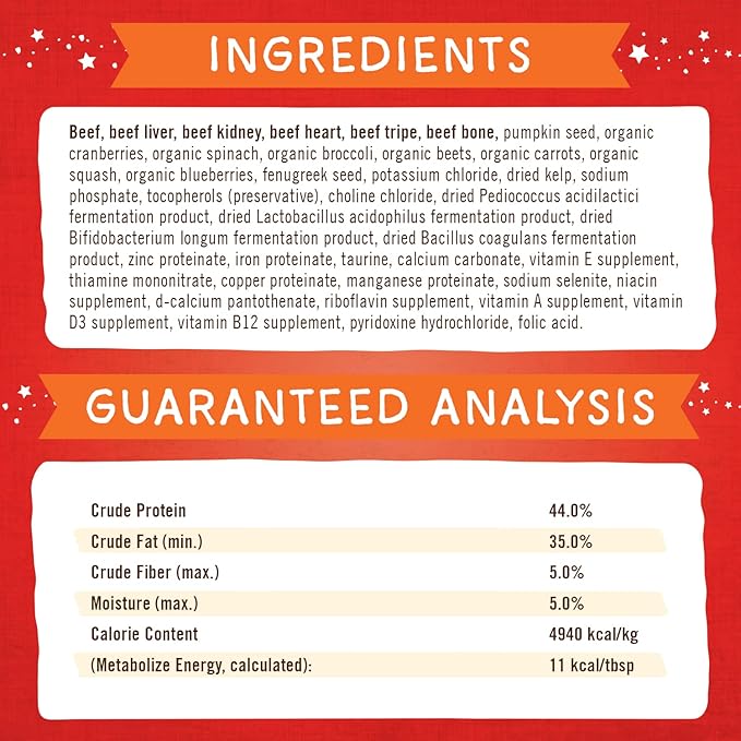 Stella & Chewy's Freeze-Dried Raw Marie’s Magical Dinner Dust - - Premium Beef Dog Food Topper with Organic Fruits & Vegetables - Perfect for Picky Eaters - 7oz
