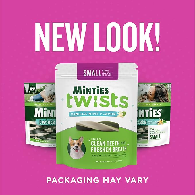 Minties Twists VetIQ Dog Dental Bone Treats, Dental Chews for Tiny/Small Dogs (Under 40 lbs), 40 Count