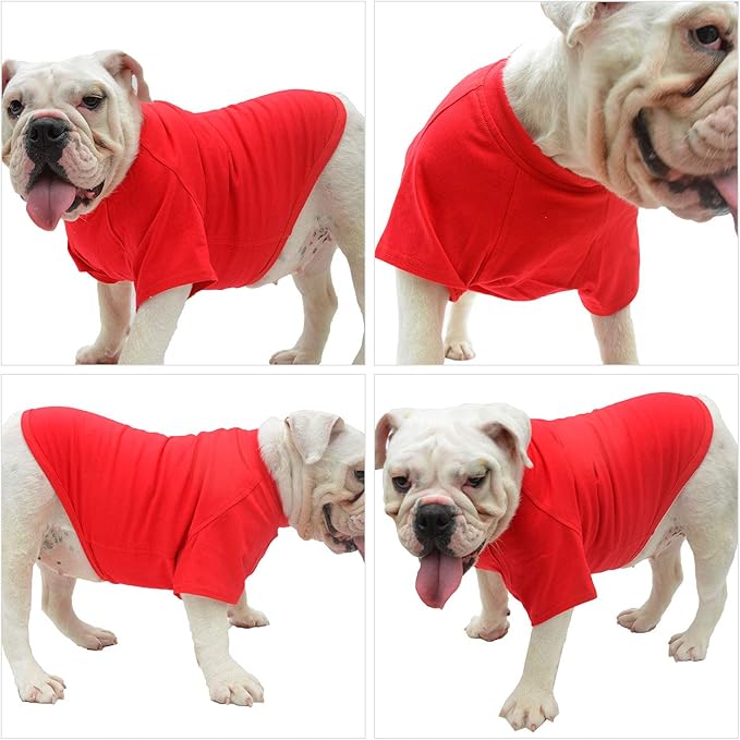Lovelonglong Pet Clothing Dog Costumes Basic Blank T-Shirt Tee Shirts for Small Dogs Red S