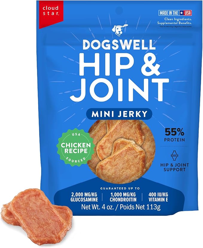DOGSWELL 842227 Hip & Joint Mini Jerky Pet Food, 4 Oz (842227)