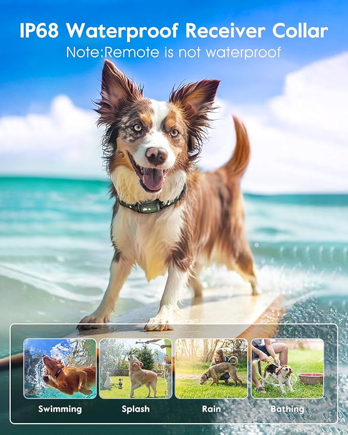 Dog Shock Collar,4200FT Dog Training Collar with Remote,IPX8 Waterproof E-Collar with Beep,Vibration,Shock,Flash Light,No Shock Mode,Electric Shock Collar for Small Medium Large Dogs,Green