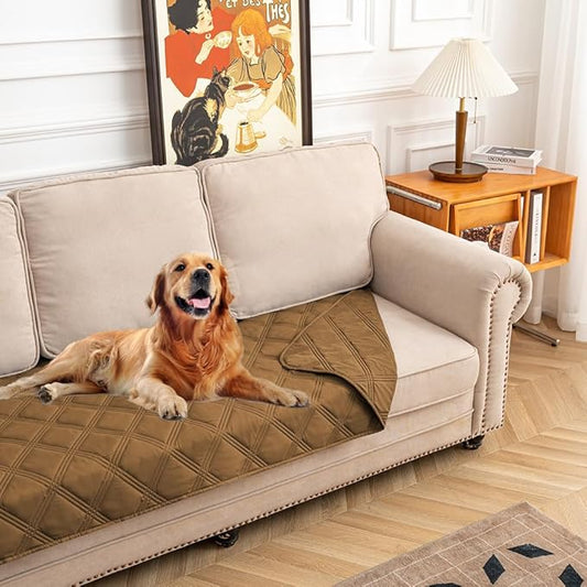 fuguitex Waterproof Dog Blanket Reversible for Small Dogs Resistant Leakproof Washable Couch Cushion Bed Protector Cover for Indoor Furniture Pet Friendly(30"*53",Brown+Brown
