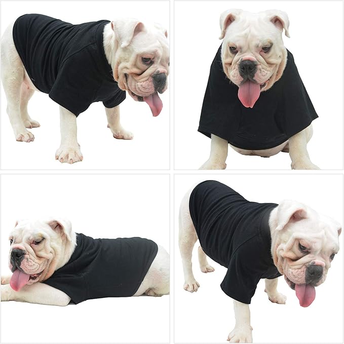 Lovelonglong Pet Clothing Dog Costumes Basic Blank T-Shirt Tee Shirts for Small Dogs Black L