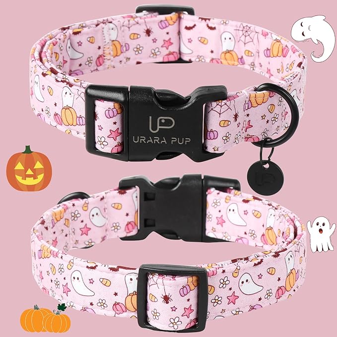 Halloween Dog Collar,Lightweight Pink Halloween Puppy Collar with Plastic Buckle,Fancy for Dogs,Suitable for Small Medium Large Girl or Boy Dogs