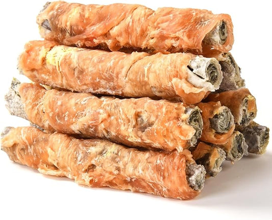 Chicken Wrapped Cod Fish Skin Stick Dog Treats, Healthy High Protein Omega3 Cod Twist Dog Chews Real Chicken Wrap Teeth Cleaning for Large Medium Small Pets 10.58 OZ