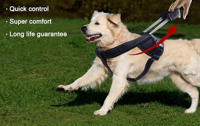 Heavy Duty Dog Harness for Large Dogs, No Pull Dog Vest Harness with Handle Extensible, Reflective Stitching (XL)