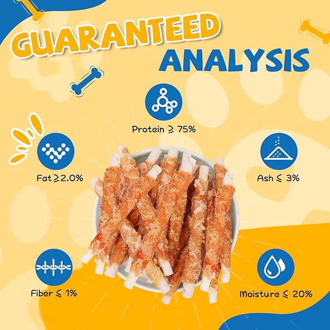 Chicken Wrapped Rawhide Dog Treats,Healthy Training Sticks, Teeth Cleaning Dog Chews w/Glucosamine Chondroitin