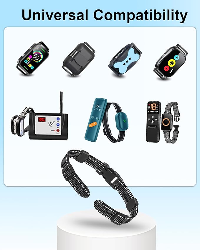 Dog Collar Replacement Strap for Shock, Bark & Training Collars - Adjustable Reflective Nylon Strap, Durable E-Collar Band Compatible with Most Training Receivers (Fits Small, Medium, Large Dogs)