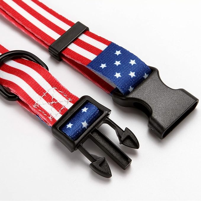 USA Flag Dog Collar - Patriotic American Pride Adjustable Pet Collar with Durable Buckle and Comfortable Design (Size S)