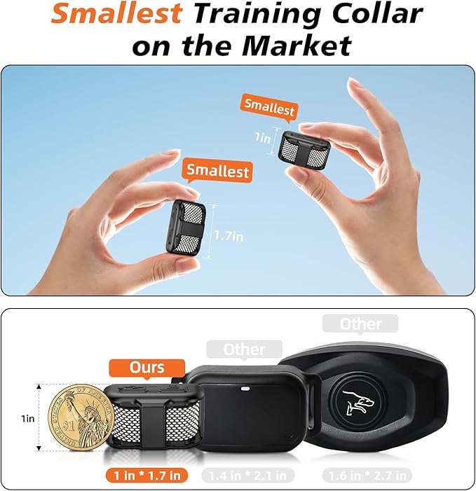 Tiniest Dog Shock Collar, Lightest Dog Training Collar with Remote for Small Dogs 5-15lbs & Medium Large Dogs/Puppies, Waterproof, Rechargeable, 1300ft Range (White Black Dot&Ultra Tiny)