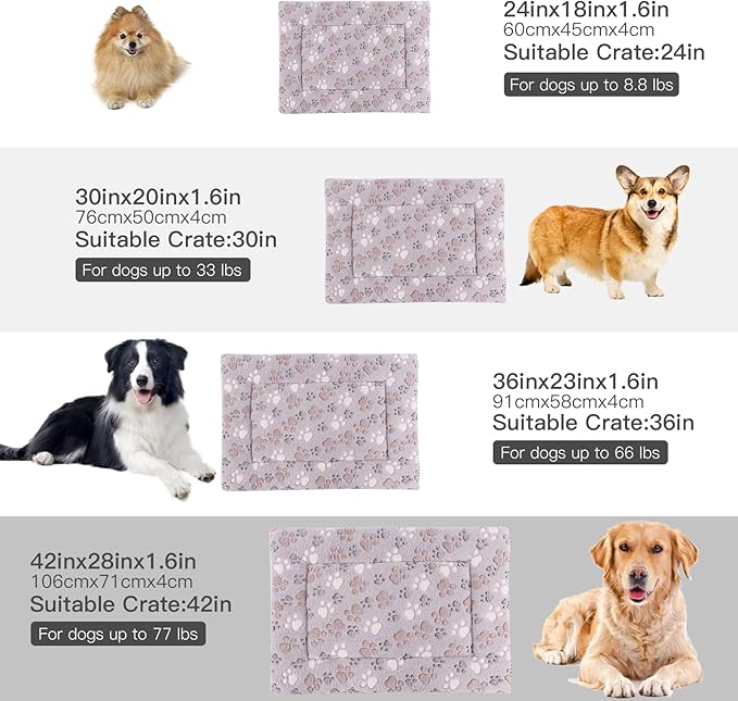 BVAGSS Dog Bed Mat,Reversible Dog Crate Pad, Memory Foam Dog Beds, Soft Warm Pet Cushion for Small Medium Dogs, Washable Pet Sleeping Mattress Kennel Bed Pad XH079 (42''x28''x1.6'',Grey Paw)
