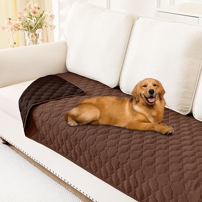 Smiry Waterproof Dog Bed Cover Blanket, Soft Reversible Pet Blanket, Washable Leakproof Cats Dogs Couch Cover for Sofa, Couch, Furniture (30x70 Inch, Brown/Chocolate)