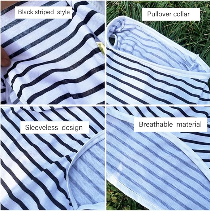 ANIAC Summer Dog Shirt for Medium Dog Girl Boy Cotton Striped Dog T-Shirt White Basic Tank Top Sleeveless Doggy Vest Cooling Pet Clothes for Dogs (White, 8XL)